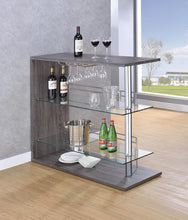 Load image into Gallery viewer, Two-Shelf Contemporary Weathered Grey Bar Table
