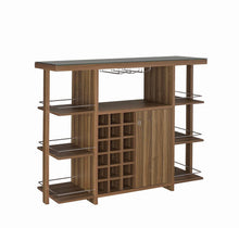 Load image into Gallery viewer, Modern Walnut Bar Unit With Wine Bottle Storage