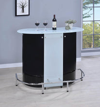 Load image into Gallery viewer, Contemporary Black and Chrome Bar Unit with Frosted Glass Top