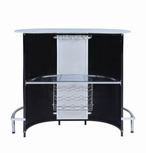 Load image into Gallery viewer, Contemporary Black and Chrome Bar Unit with Frosted Glass Top
