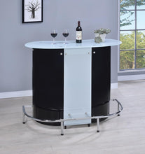 Load image into Gallery viewer, Contemporary Black and Chrome Bar Unit with Frosted Glass Top