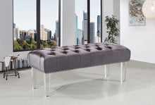 Load image into Gallery viewer, Celine Grey Velvet Bench