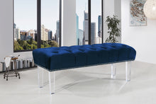 Load image into Gallery viewer, Celine Navy Velvet Bench