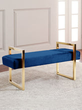 Load image into Gallery viewer, Olivia Navy Velvet Bench