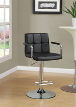 Load image into Gallery viewer, Contemporary Black and Chrome Adjustable Bar Stool with Arms