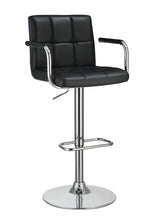 Load image into Gallery viewer, Contemporary Black and Chrome Adjustable Bar Stool with Arms