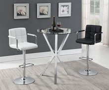 Load image into Gallery viewer, Contemporary Black and Chrome Adjustable Bar Stool with Arms