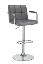 Load image into Gallery viewer, Contemporary Grey and Chrome Adjustable Bar Stool with Arms