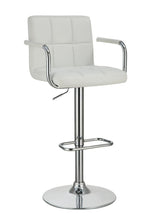 Load image into Gallery viewer, Contemporary White and Chrome Adjustable Bar Stool with Arms