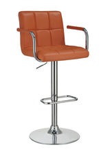 Load image into Gallery viewer, Contemporary Pumpkin and Chrome Adjustable Bar Stool with Arms