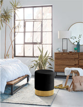 Load image into Gallery viewer, Joy Black Velvet Ottoman/Stool
