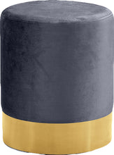 Load image into Gallery viewer, Joy Grey Velvet Ottoman/Stool