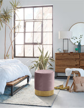 Load image into Gallery viewer, Joy Pink Velvet Ottoman/Stool