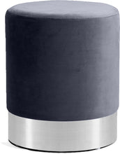 Load image into Gallery viewer, Joy Grey Velvet Ottoman/Stool