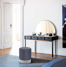Load image into Gallery viewer, Joy Grey Velvet Ottoman/Stool