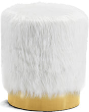 Load image into Gallery viewer, Joy Grey Faux Fur Ottoman/Stool