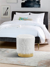 Load image into Gallery viewer, Joy Grey Faux Fur Ottoman/Stool