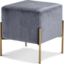 Load image into Gallery viewer, Isla Grey Velvet Ottoman/Stool