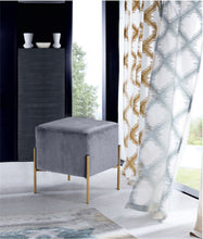 Load image into Gallery viewer, Isla Black Velvet Ottoman/Stool