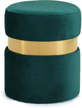 Load image into Gallery viewer, Hailey Green Velvet Ottoman/Stool