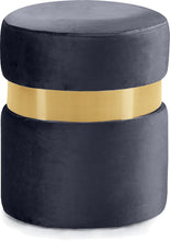 Load image into Gallery viewer, Hailey Black Velvet Ottoman/Stool