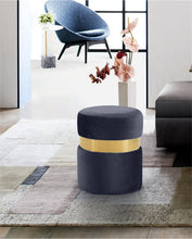 Load image into Gallery viewer, Hailey Black Velvet Ottoman/Stool