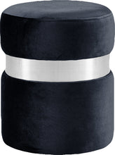 Load image into Gallery viewer, Hailey Black Velvet Ottoman/Stool