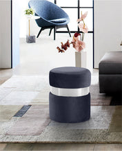 Load image into Gallery viewer, Hailey Black Velvet Ottoman/Stool