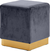 Load image into Gallery viewer, Jax Grey Velvet Ottoman/Stool