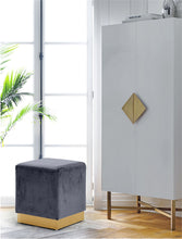 Load image into Gallery viewer, Jax Grey Velvet Ottoman/Stool