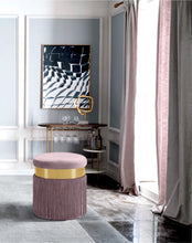 Load image into Gallery viewer, Yasmine Grey Velvet Ottoman/Stool