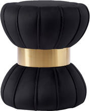 Load image into Gallery viewer, Vino Black Velvet Ottoman/Stool