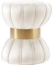 Load image into Gallery viewer, Vino Cream Velvet Ottoman/Stool
