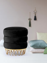 Load image into Gallery viewer, Revolve Black Velvet Ottoman/Stool