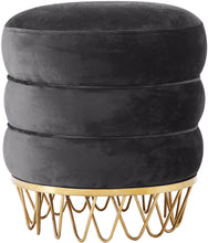 Load image into Gallery viewer, Revolve Black Velvet Ottoman/Stool