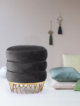 Load image into Gallery viewer, Revolve Black Velvet Ottoman/Stool