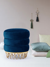 Load image into Gallery viewer, Revolve Black Velvet Ottoman/Stool