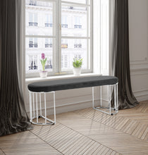 Load image into Gallery viewer, Gio Grey Velvet Bench