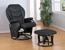 Load image into Gallery viewer, Upholstered Casual Black Swivel Glider and Ottoman