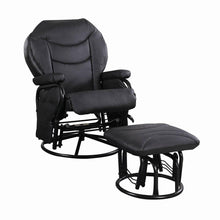 Load image into Gallery viewer, Upholstered Casual Black Swivel Glider and Ottoman