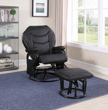 Load image into Gallery viewer, Upholstered Casual Black Swivel Glider and Ottoman