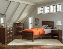 Load image into Gallery viewer, Greenough Transitional Maple Oak Twin Bed