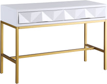 Load image into Gallery viewer, Pandora White Laquer with Gold Console Table