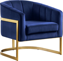 Load image into Gallery viewer, Carter Navy Velvet Accent Chair