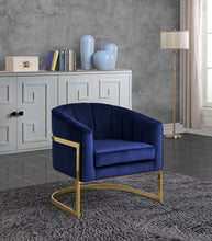 Load image into Gallery viewer, Carter Navy Velvet Accent Chair
