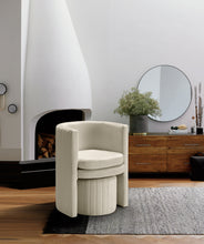 Load image into Gallery viewer, Selena Cream Velvet Accent Chair and Ottoman Set