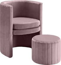 Load image into Gallery viewer, Selena Pink Velvet Accent Chair and Ottoman Set