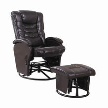 Load image into Gallery viewer, Casual Brown Faux Leather Reclining Glider With Matching Ottoman