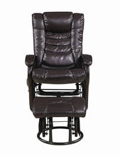 Load image into Gallery viewer, Casual Brown Faux Leather Reclining Glider With Matching Ottoman
