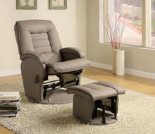 Load image into Gallery viewer, Casual Bone Faux Leather Vinyl Reclining Glider With Matching Ottoman